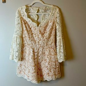 LC Lauren Conrad Cream Lace Romper
